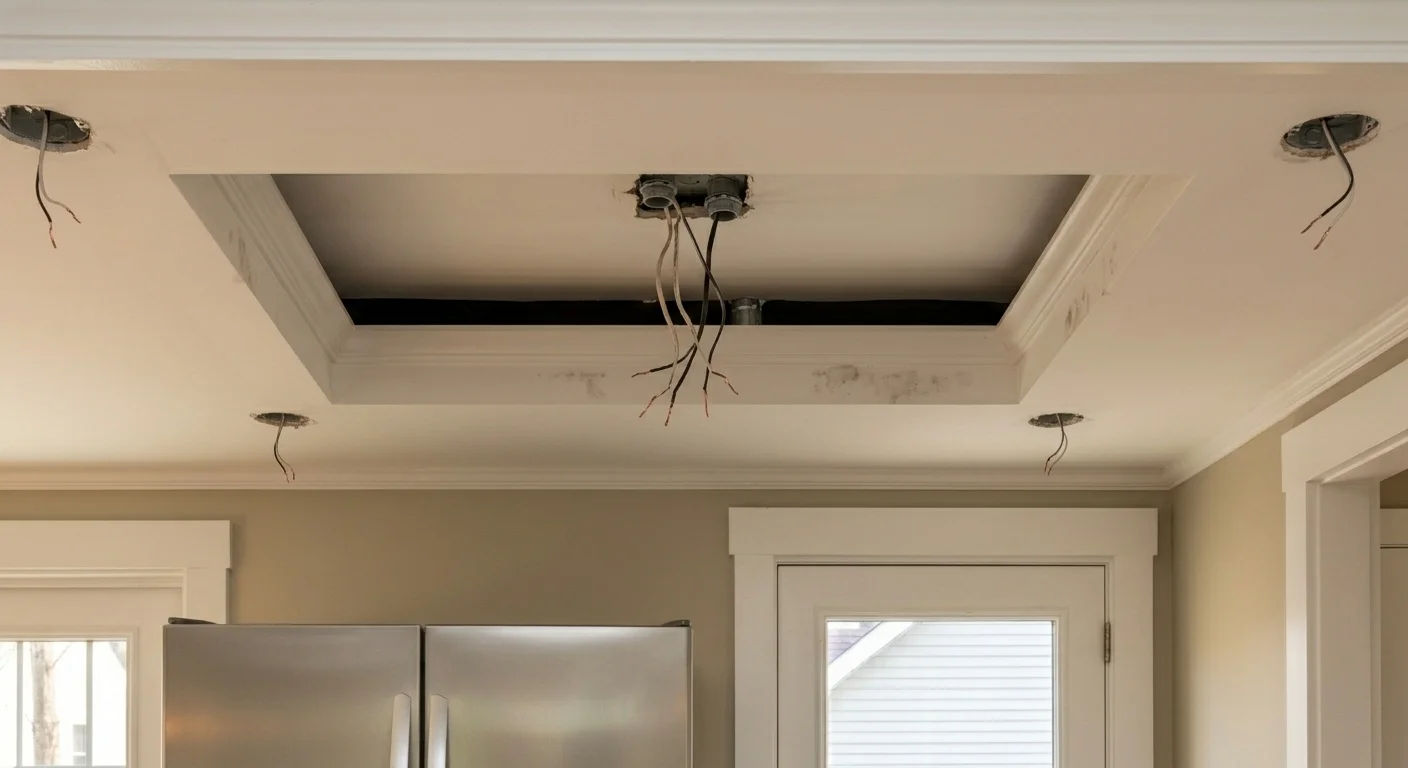 Bare wires hanging from ceiling before light fixture installation in Silver Spring MD