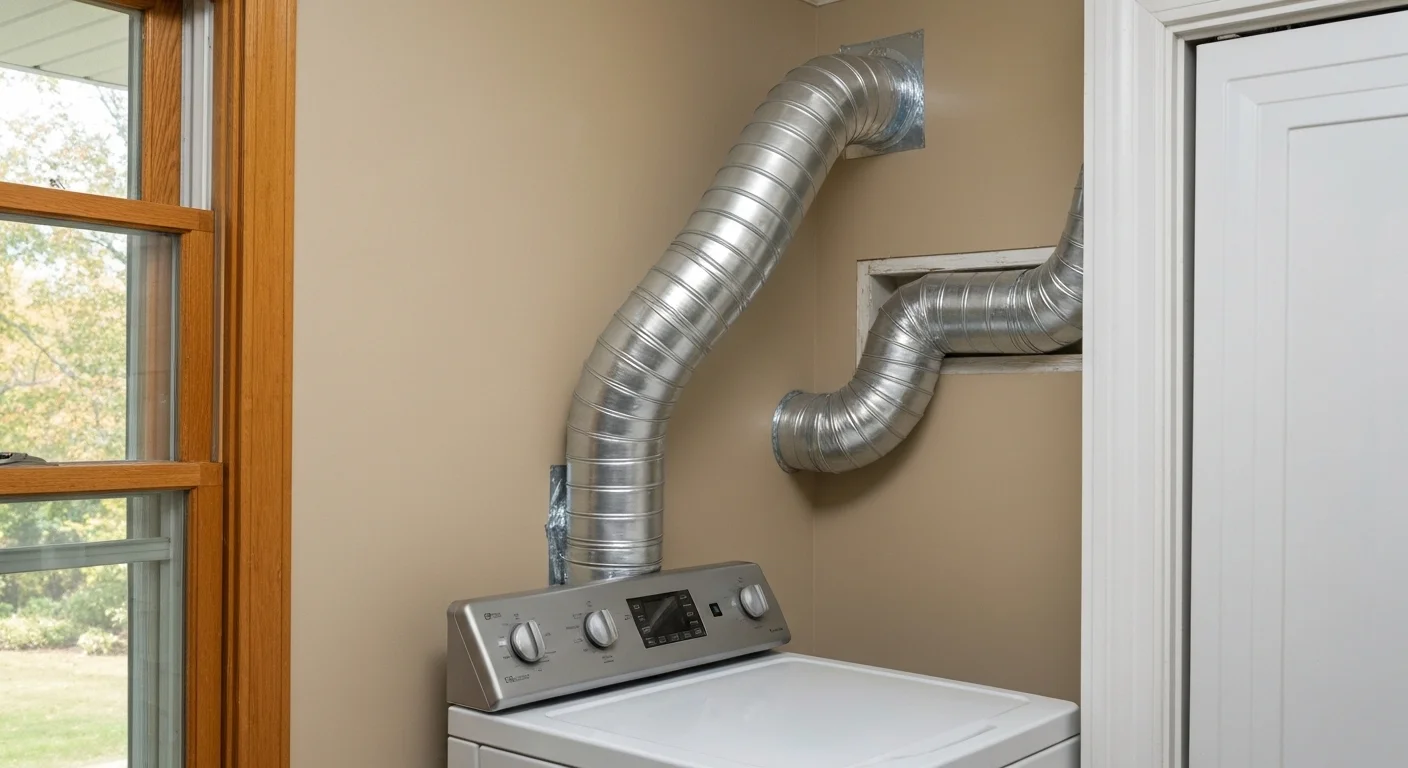 Properly routed rigid dryer vent duct installed in Silver Spring MD — clean, safe