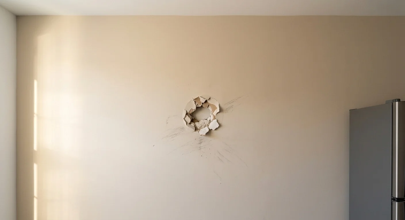 Large hole in drywall before repair in Silver Spring MD home