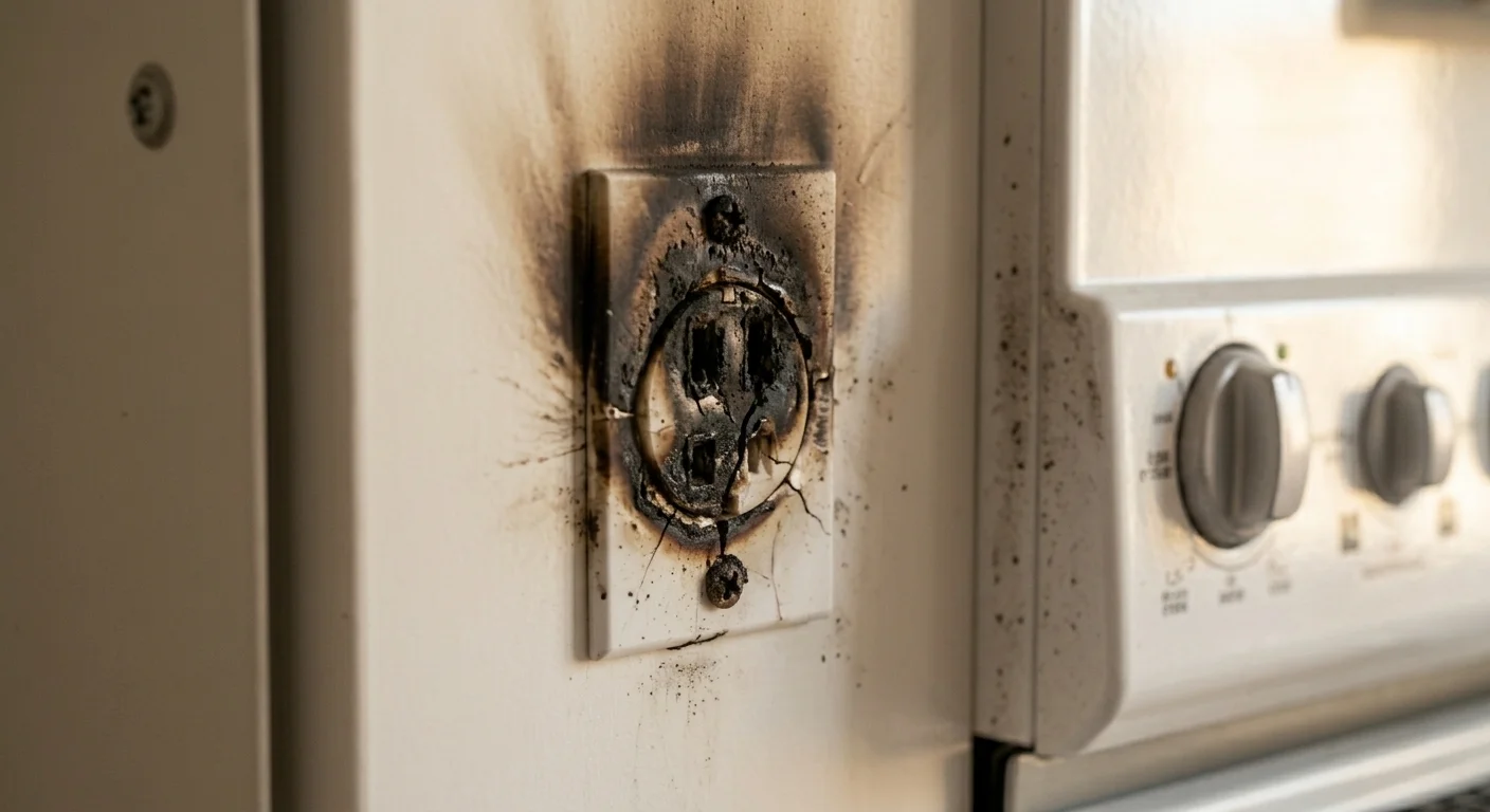 Burnt damaged electrical outlet before replacement in Silver Spring MD