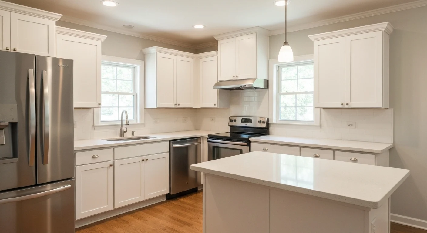 Modern kitchen remodel in Silver Spring MD — white shaker cabinets, quartz countertops, new appliances