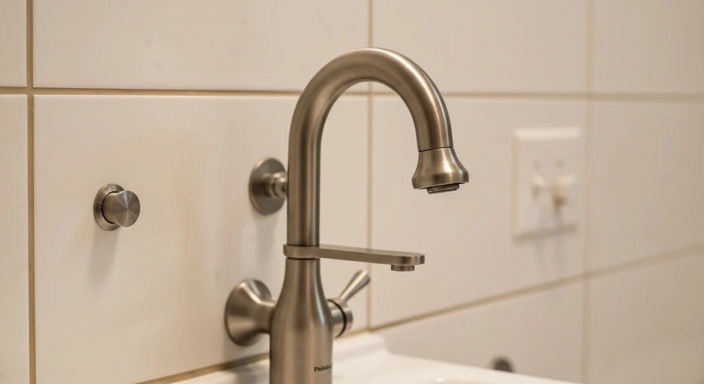 Modern brushed nickel faucet installed in Silver Spring MD bathroom