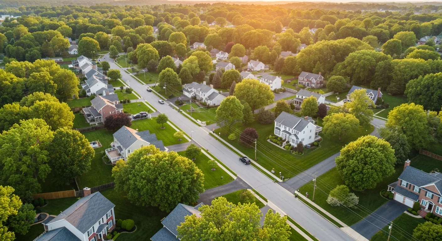 Aerial view of Montgomery County MD residential neighborhoods served by Avishay Handyman LLC