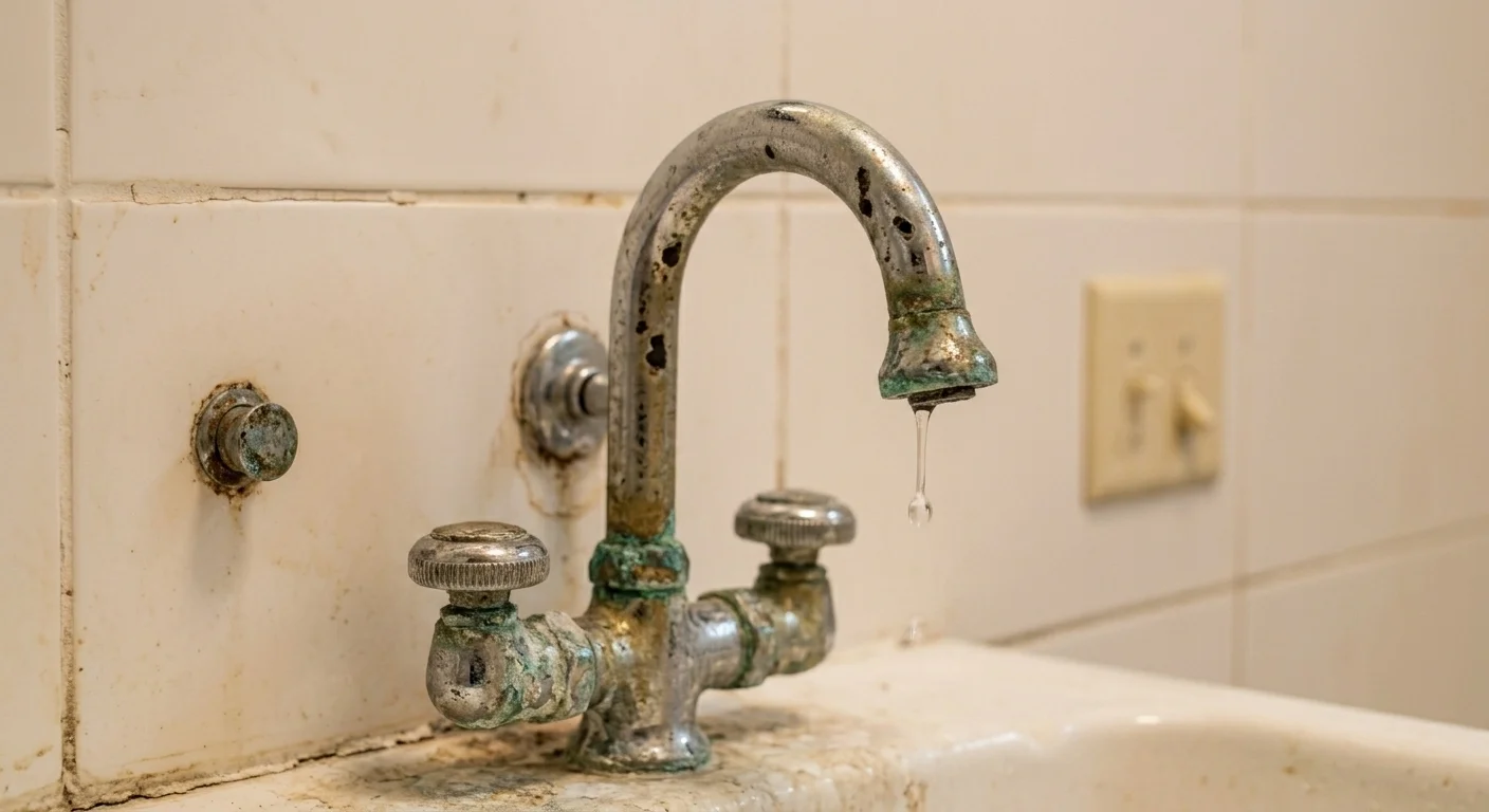Old corroded dripping faucet before replacement in Silver Spring MD