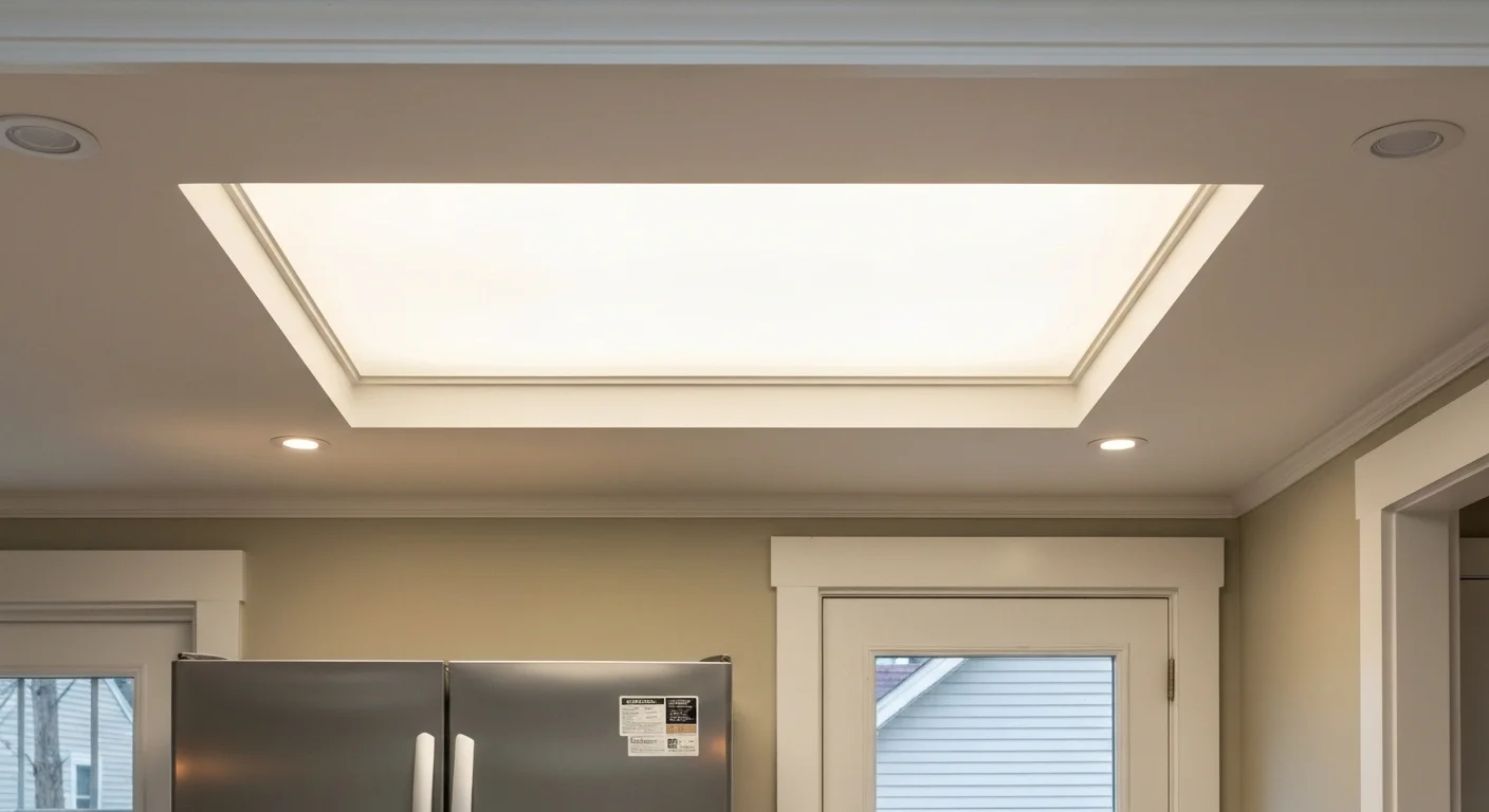 New recessed lighting installed in Silver Spring MD home — bright, clean ceiling finish